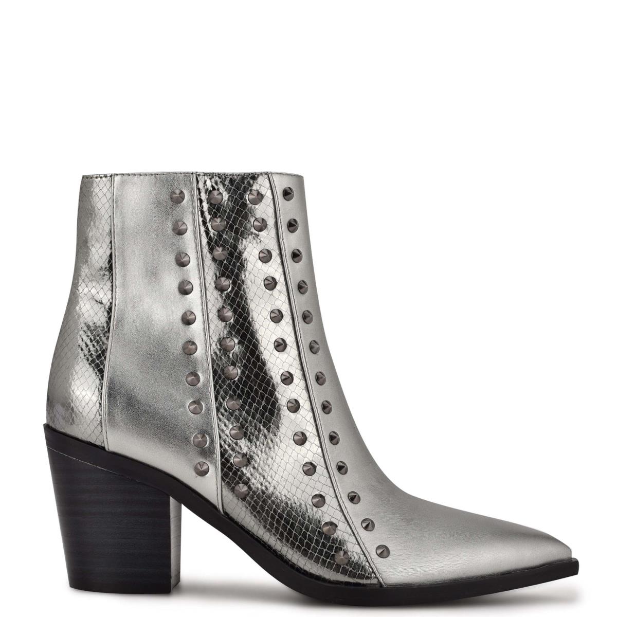 Nine West What Studded Block Heel Naisten Saappaat Sininen Harmaat | 7680RUDFN