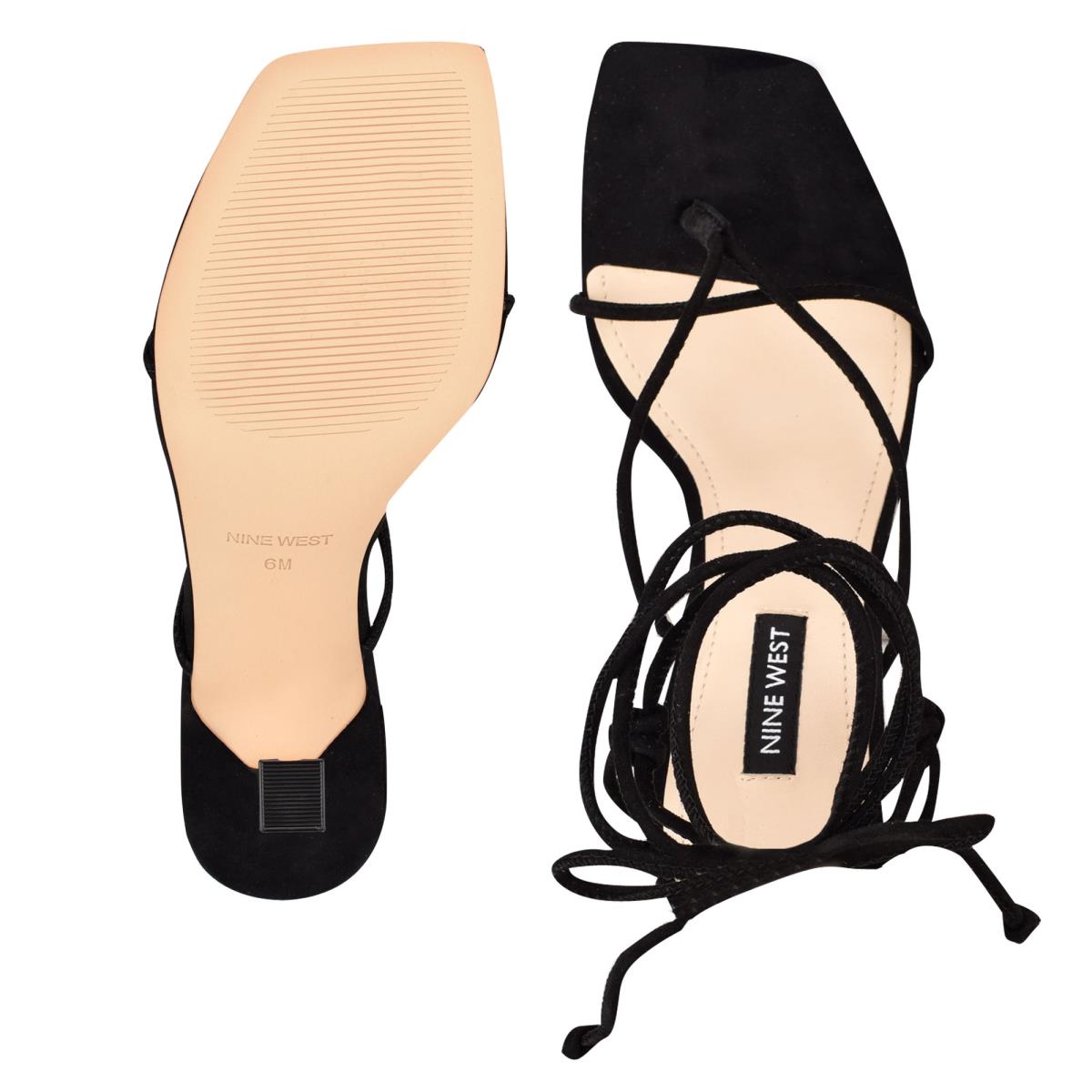 Nine West Yarin Ankle Wrap Naisten Korkokenkä Sandaalit Mustat | 9604AEFKI