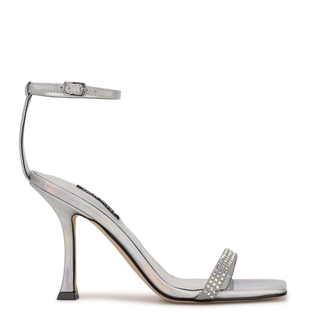 Nine West Yess Rhinestone Ankle Naisten Ranneke Sandaalit Hopea | 2946JBDLE