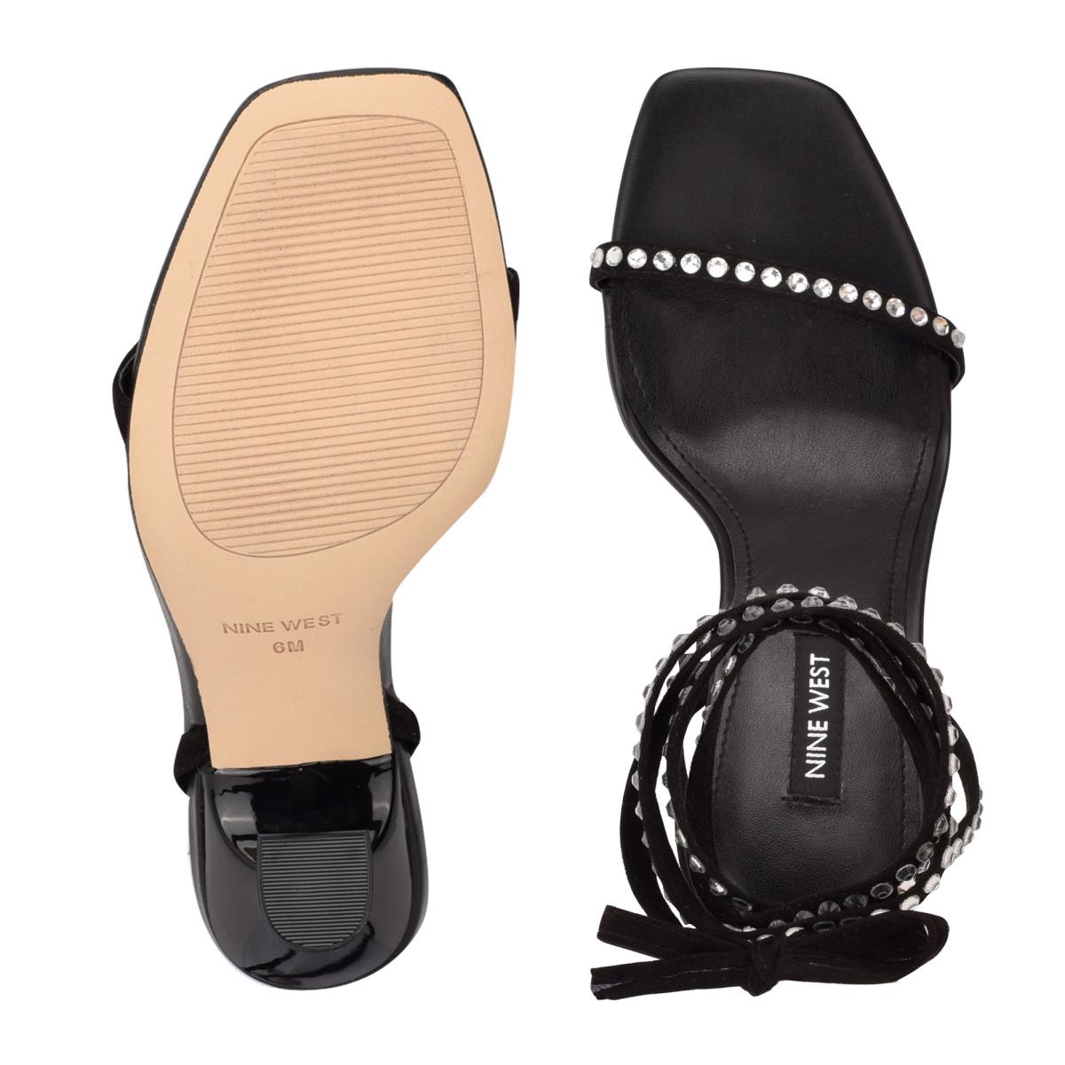 Nine West Zing Ankle Wrap Naisten Korkokenkä Sandaalit Mustat | 1493LHMQF