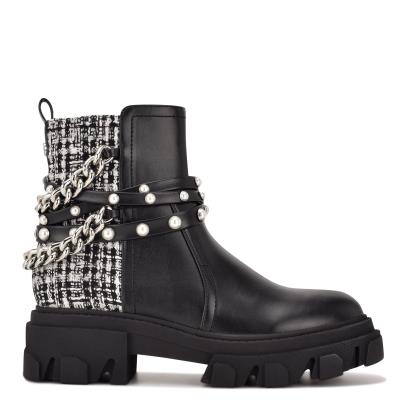 Nine West Cearlz Lug Sole Naisten Saappaat Mustat | 3975VDLOY