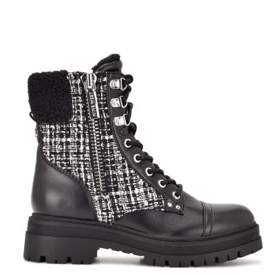 Nine West Pike Combat Lug Sole Naisten Saappaat Mustat | 3698LXBZC