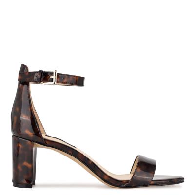 Nine West Pruce Ankle Strap Block Naisten Korkokenkä Sandaalit Kahvi | 0872TPHIF