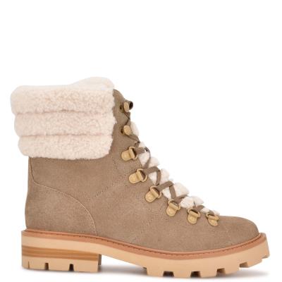 Nine West Rima Combat Lug Sole Naisten Saappaat Vaaleanbeige | 3541MANZC