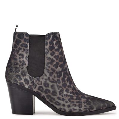 Nine West Wyllis Block Heel Naisten Saappaat Harmaat Leopardi | 0154PLCZQ